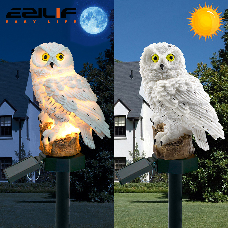 Outdoor Lighting In Ground - Solar light owl animal sculpture solar