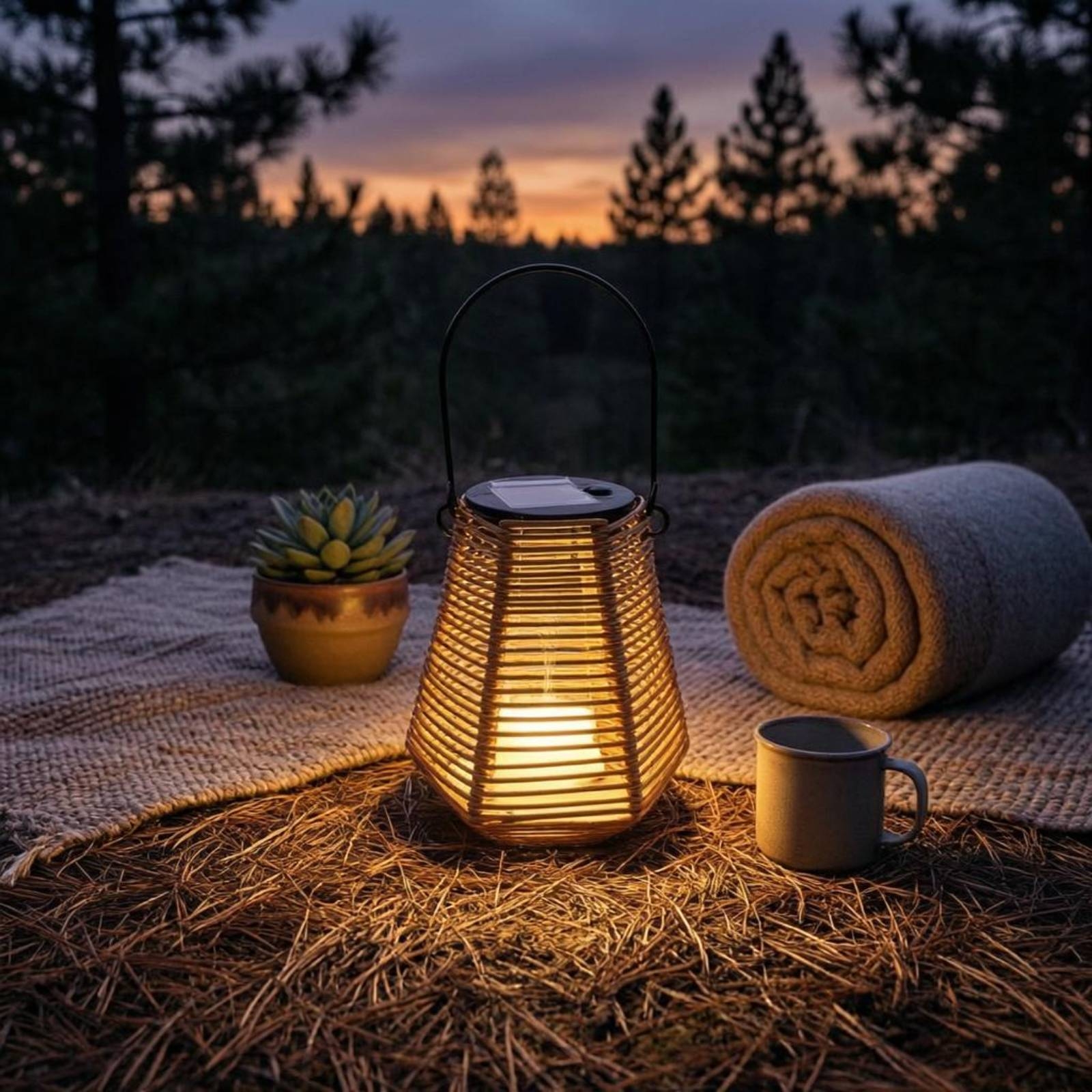 Outdoor Lighting Wireless - Solar Hanging Lantern Open Slatted Solar