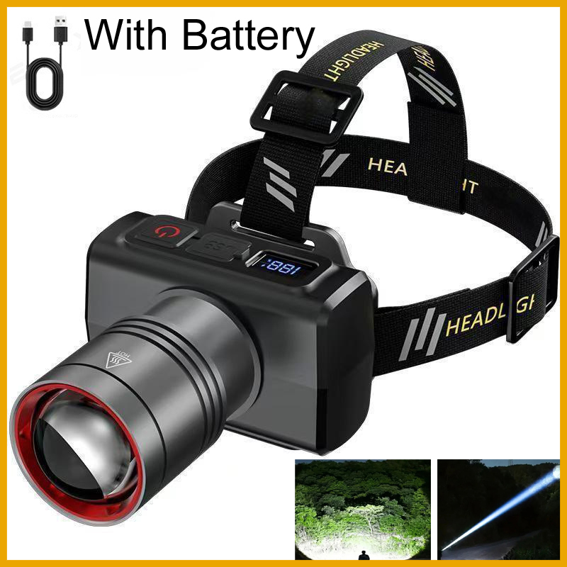 Outdoor Lighting Globes - 2026 LED digital Rechargeable Headlamp Super