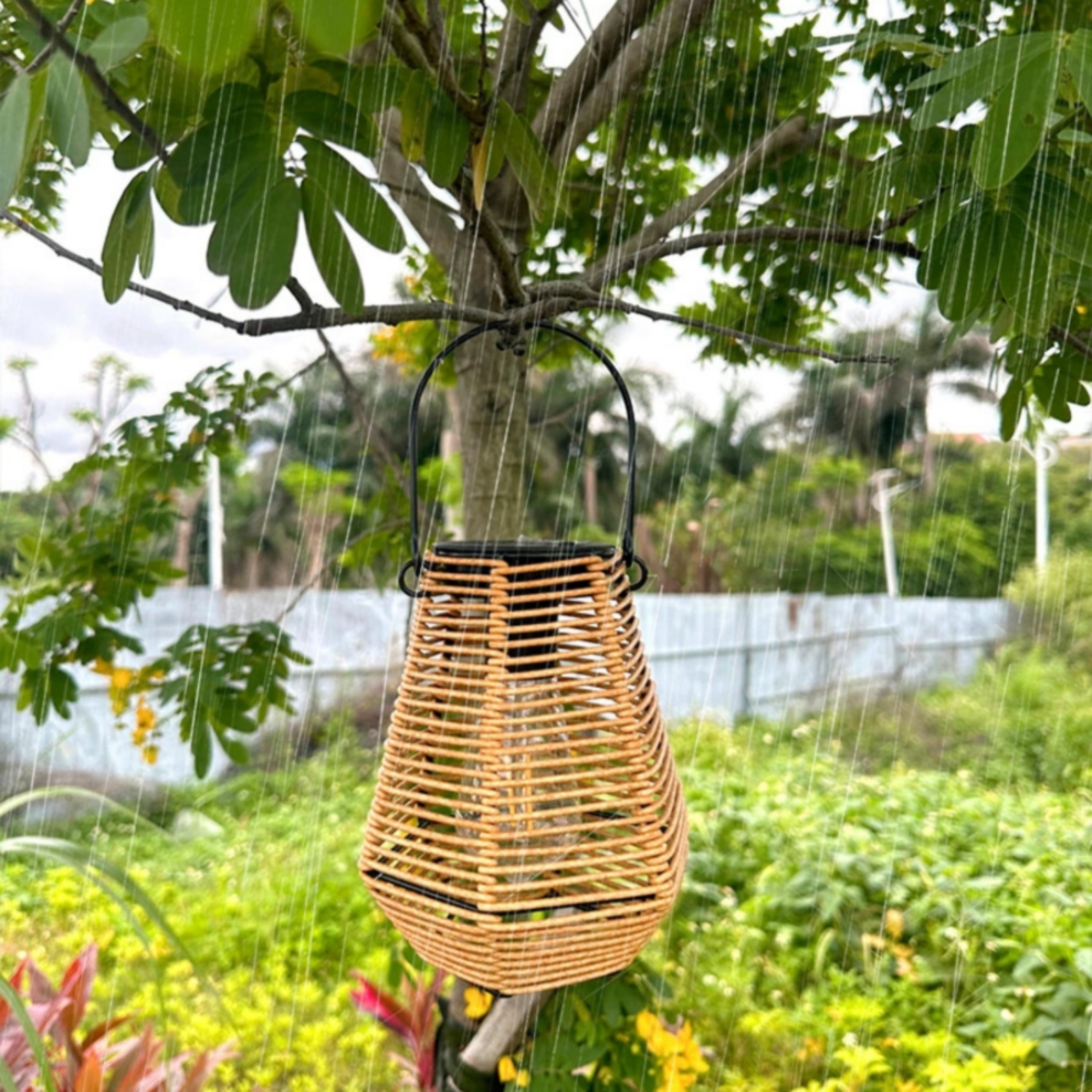 Outdoor Lighting Wireless - Solar Hanging Lantern Open Slatted Solar