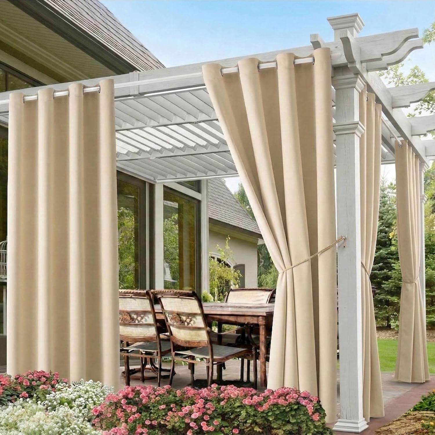 Outdoor Lighting Deck - Waterproof Outdoor Curtains with Grommet Top,