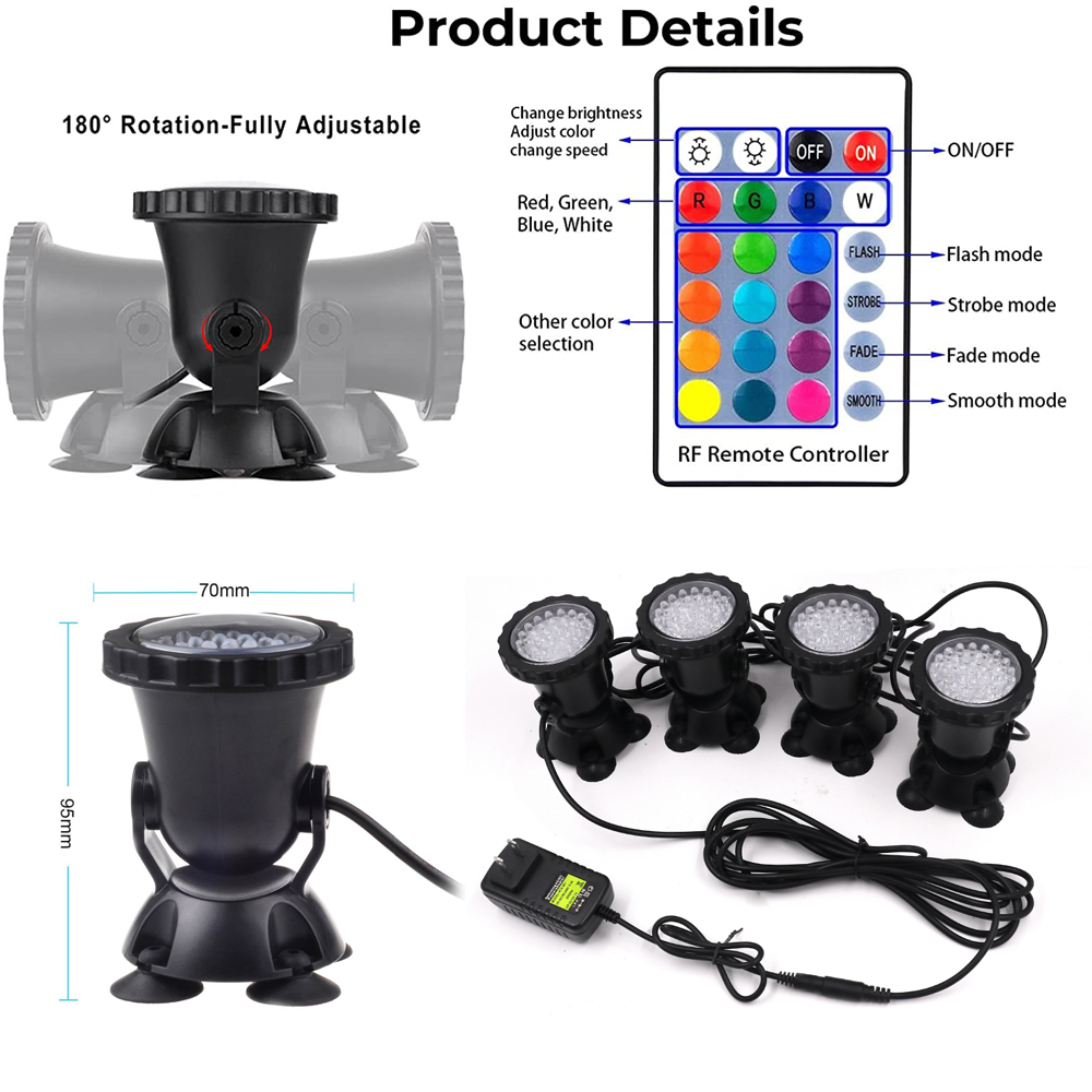 RGB LED Underwater Light IP68  - Pond Light Submersible incelemesi ve fiyatı