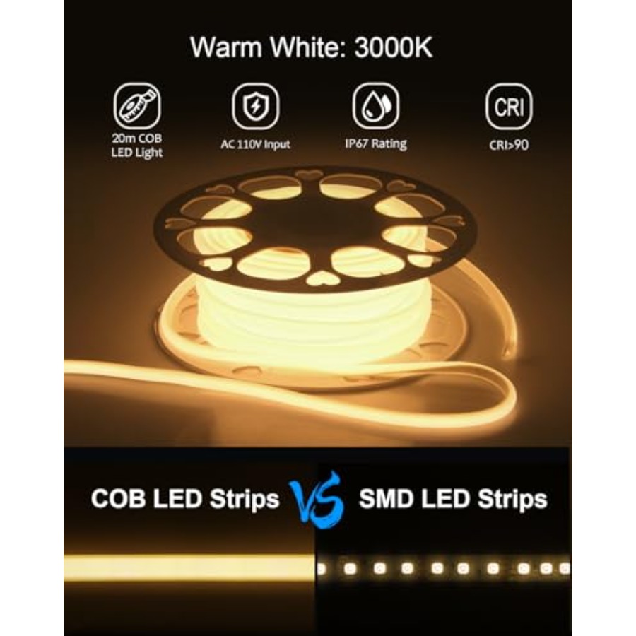 120V 110V COB Led Strip Light  - Waterproof Led Strip incelemesi ve fiyatı