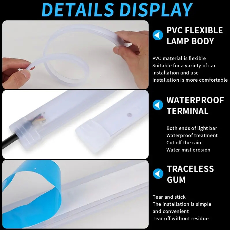 2Pcs DRL Car Flexible LED Dayt - Waterproof Led Strip incelemesi ve fiyatı