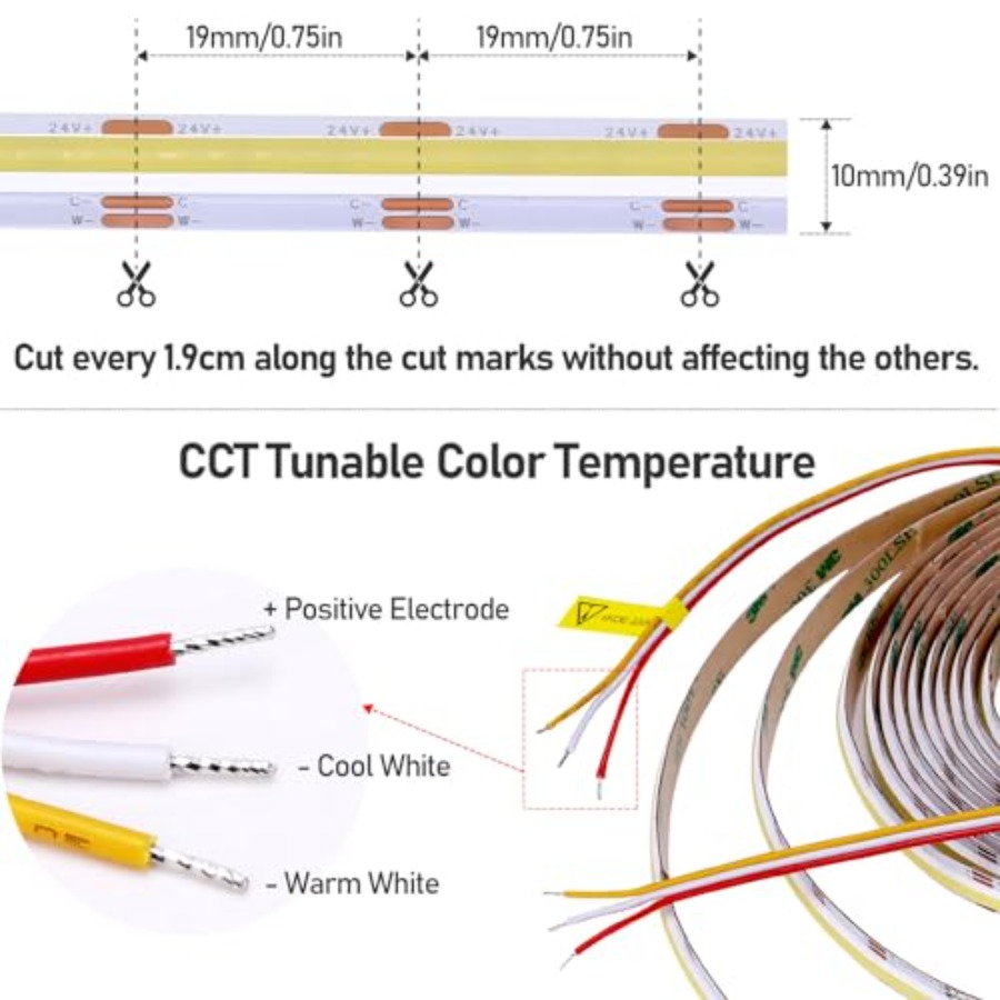 24V Linear CCT Tunable White L - Waterproof Led Strip incelemesi ve fiyatı