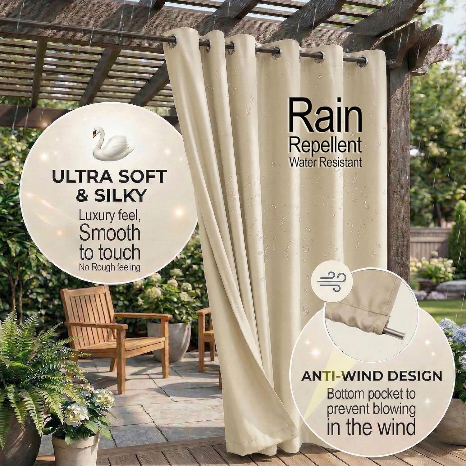 Waterproof Outdoor Curtains wi - Outdoor Lighting Deck incelemesi ve fiyatı