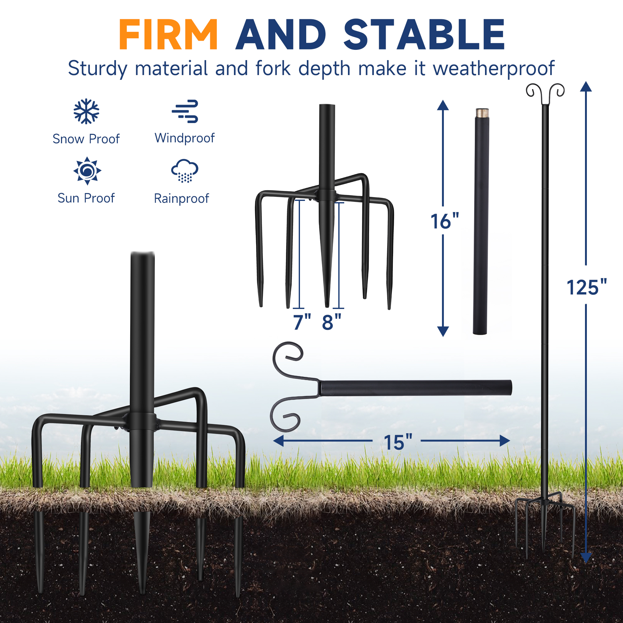 1pcs 10ft Metal Pole with Fork - Outdoor Lighting Deck incelemesi ve fiyatı