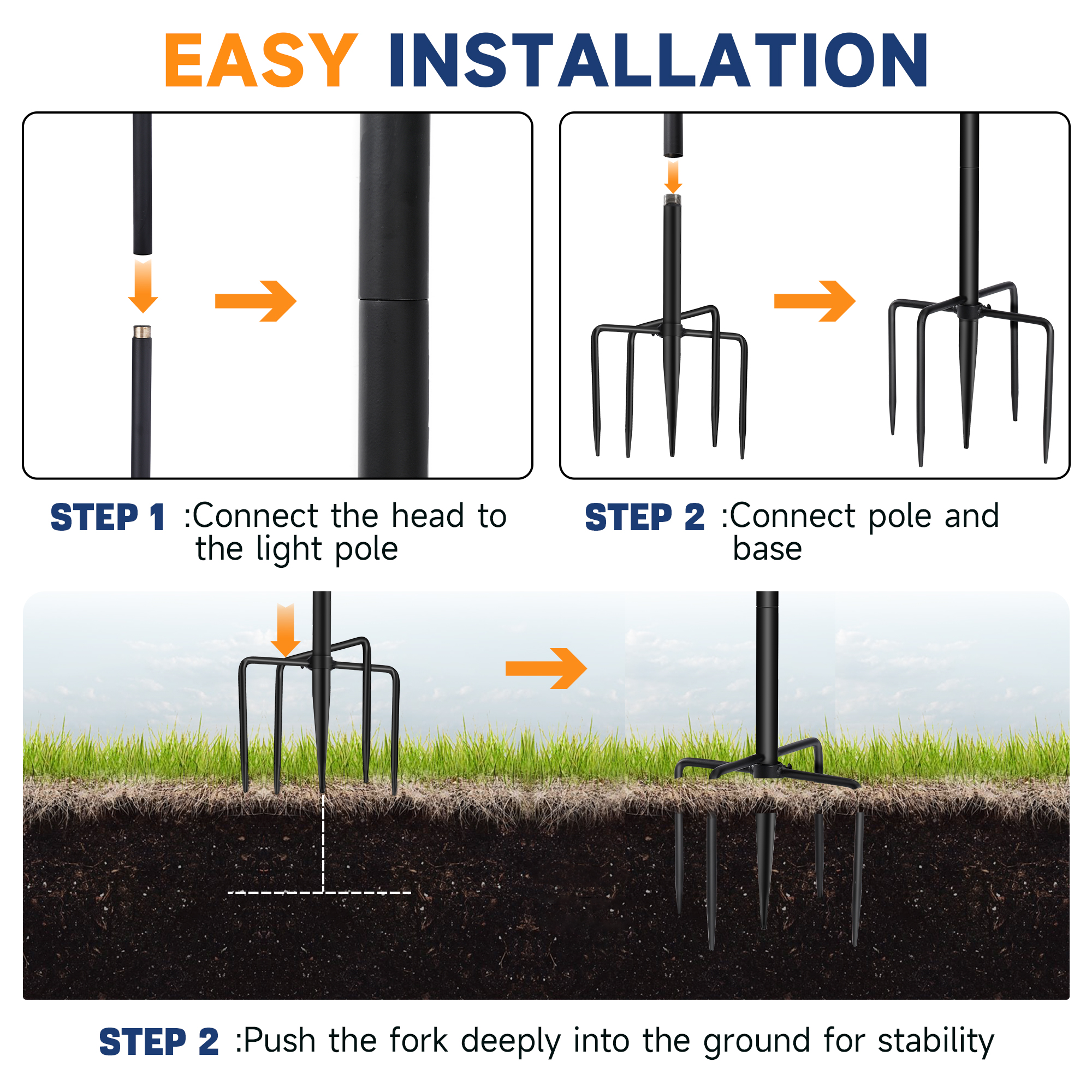 1pcs 10ft Metal Pole with Fork - Outdoor Lighting Deck incelemesi ve fiyatı